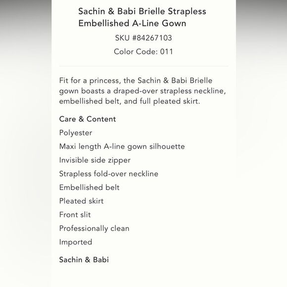 Anthropologie Sachin & Babi Brielle Strapless Embellished A-Line Gown/size 0 - Picture 14 of 15